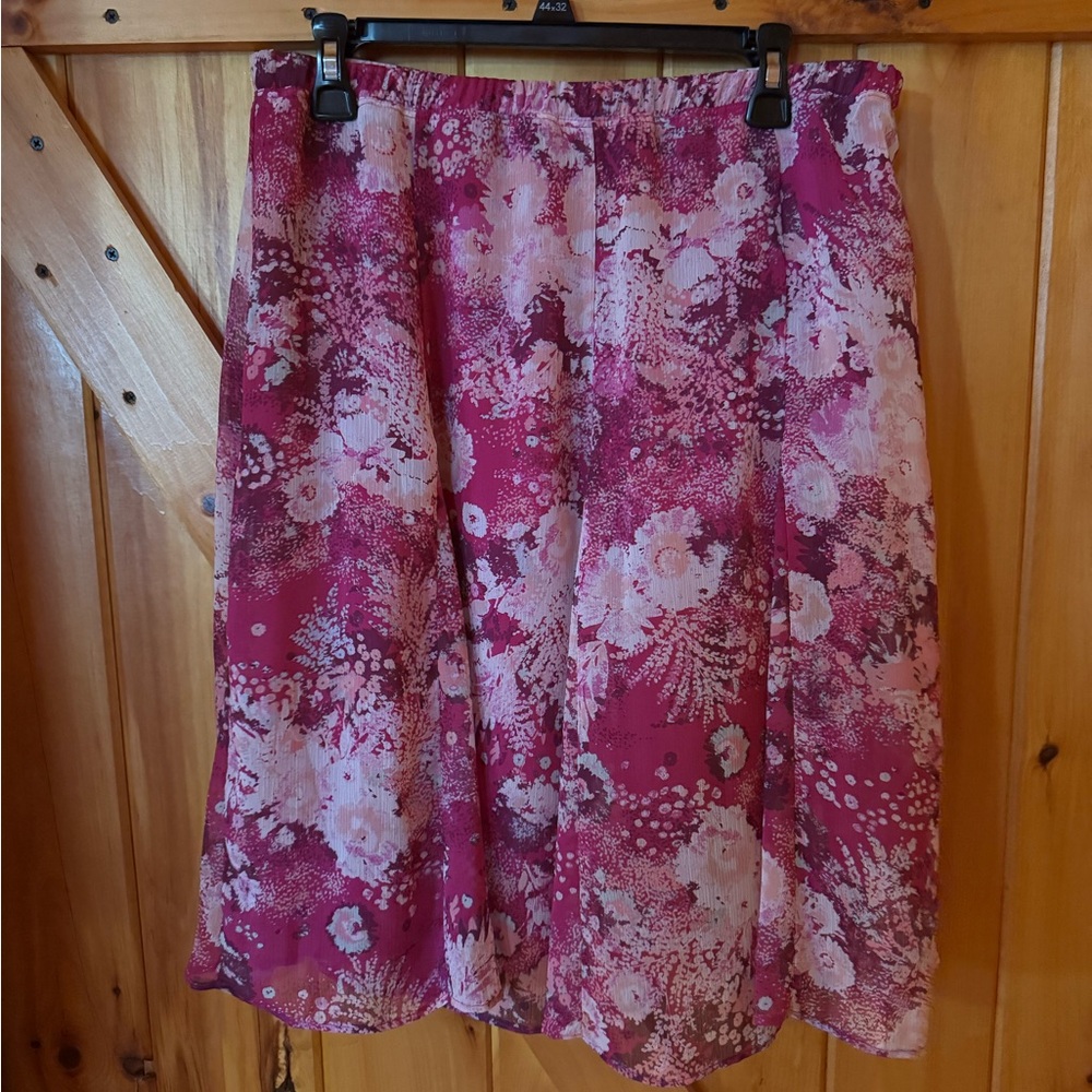 Laura Scott Pink & White A-Line Skirt | Petite Large